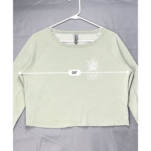 Independent Trading Compang Cropped Sweater Sage XS Skull Boho Fairycore Pastel - Picture 3 of 7